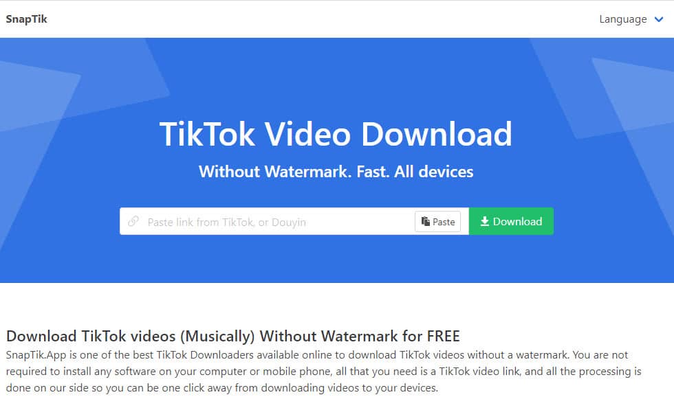 Snaptik: Download TikTok Videos Without Watermark